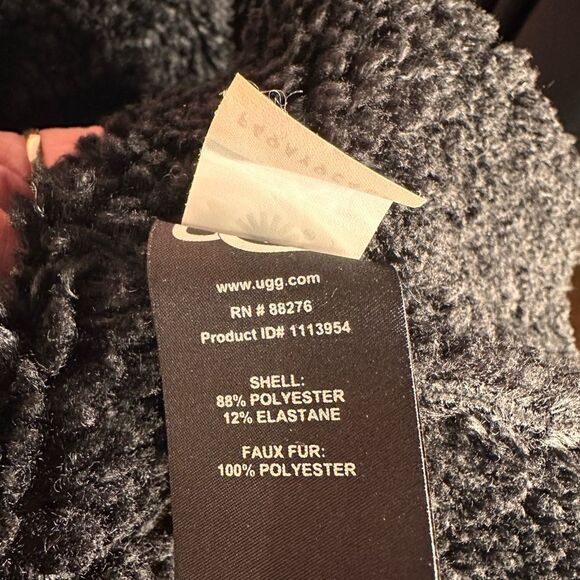 UGG JODY FAUX SHEARLING ZIP UP BLACK HOODIE JACKET WOMEN'S SIZE XL NWT - Picture 8 of 8